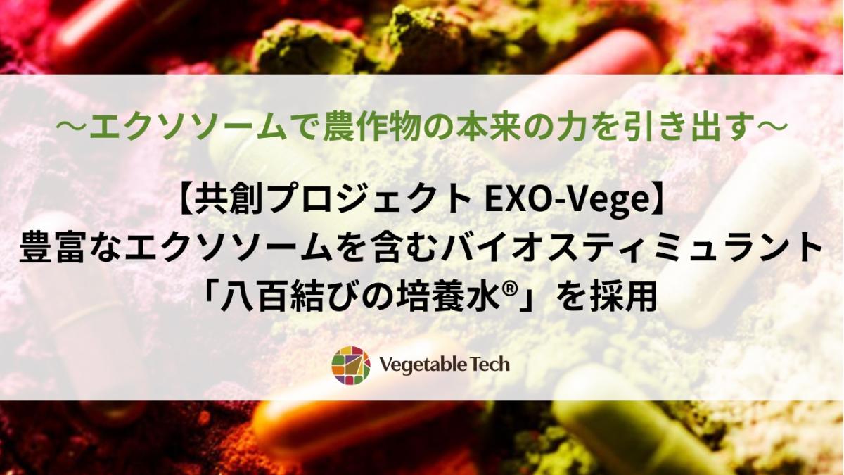 【共創プロジェクト EXO-Vege】豊富なエクソソームを含むバイオスティミュラント「八百結びの培養水®」を採用。 ～エクソソームで農作物の本来の力を引き出す～